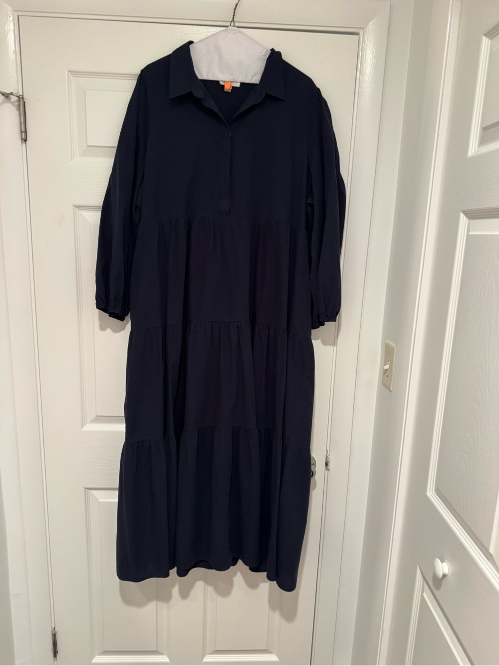Tuckernuck Navy Tiered Collared Maxi Dress